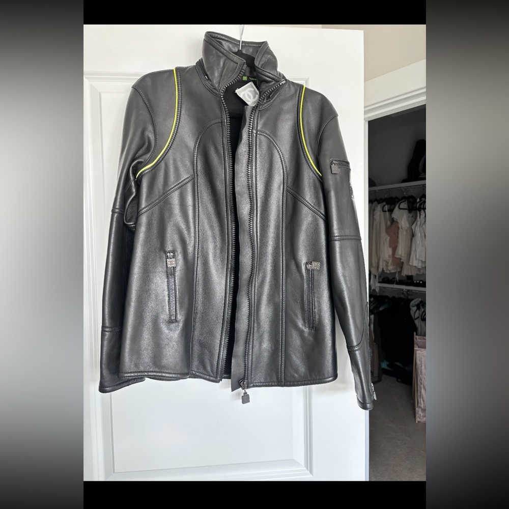 Chanel sport biker leather jacket